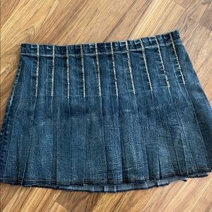 Bedazzled y2k pleated denim mini skirt